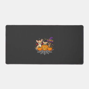 Chihuahua Halloween Pumpkin Witch Dog Design Desk Mat