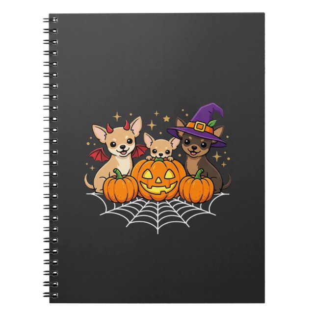 Chihuahua Halloween Pumpkin Witch Dog Design Notebook (Front)