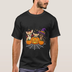 Chihuahua Halloween Pumpkin Witch Dog Design T-Shirt
