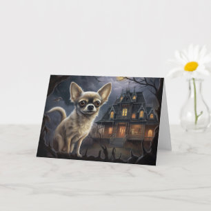 chihuahua Halloween Scary Card