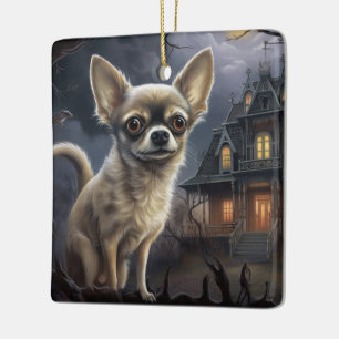 chihuahua Halloween Scary  Ceramic Ornament