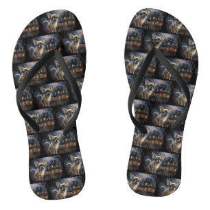 chihuahua Halloween Scary  Flip Flops