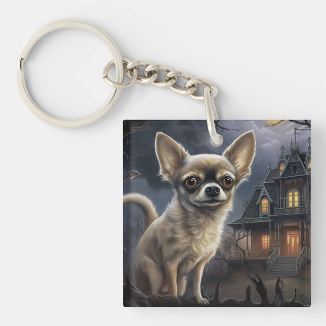 chihuahua Halloween Scary  Key Ring (Front)