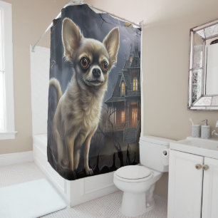 chihuahua Halloween Scary Shower Curtain