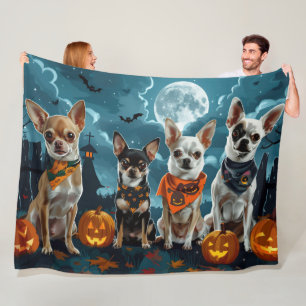 Chihuahua Halloween Spooky Fleece Blanket