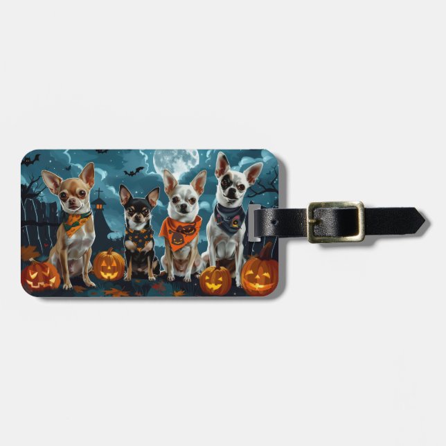 Chihuahua Halloween Spooky Luggage Tag (Front Horizontal)