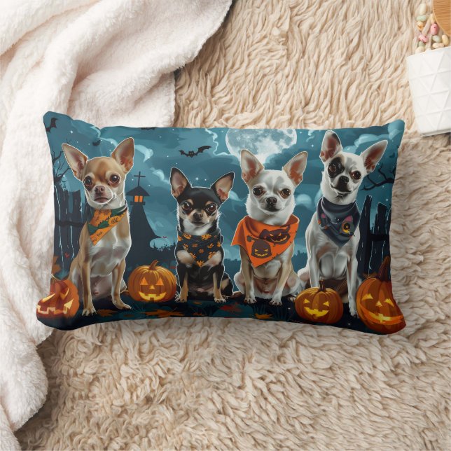 Chihuahua Halloween Spooky Lumbar Cushion (Blanket)