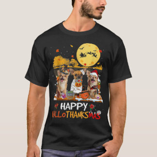 Chihuahua Happy Hallothanksmas Halloween Thanksgiv T-Shirt