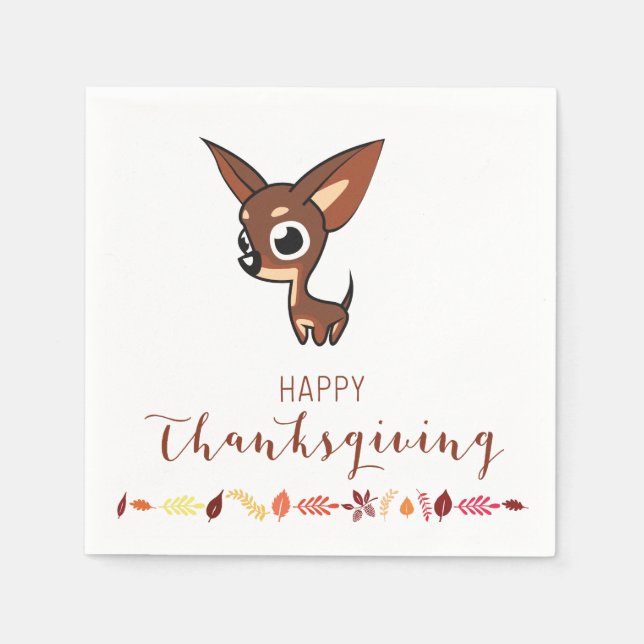 Chihuahua Happy Thanksgiving Paper Napkins (Front)