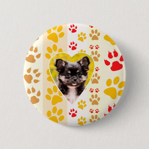 Chihuahua Heart Paw Prints 6 Cm Round Badge