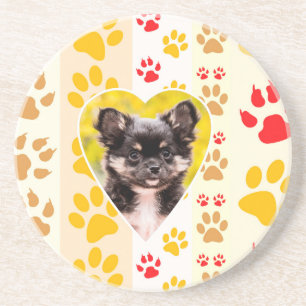 Chihuahua Heart Paw Prints Coaster