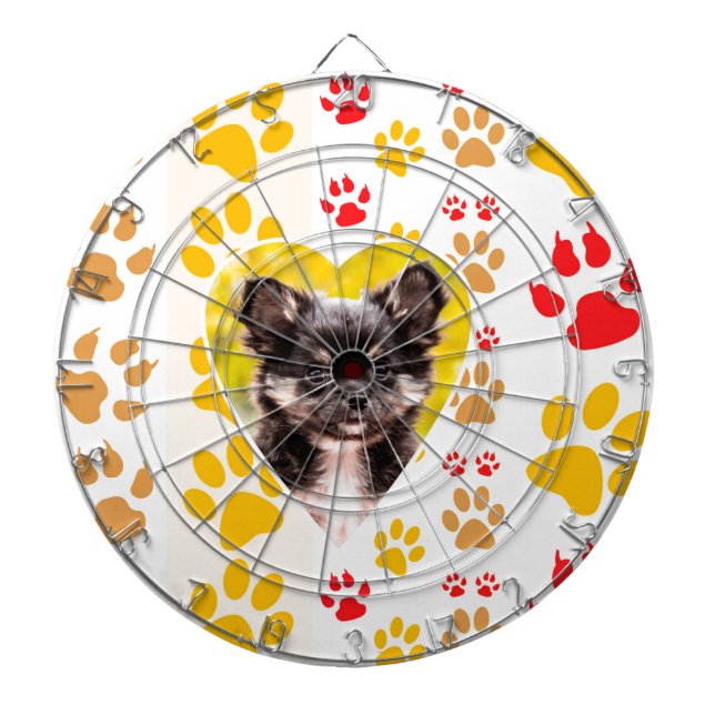 Chihuahua Heart Paw Prints Dartboard (Front)