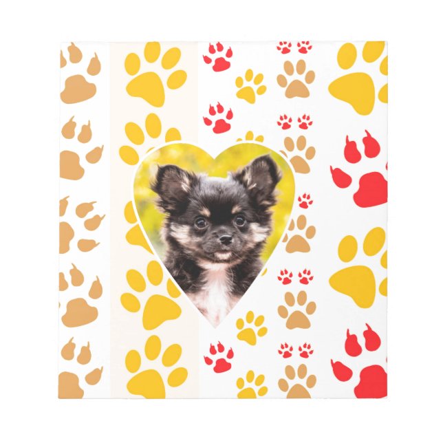 Chihuahua Heart Paw Prints Notepad (Front)