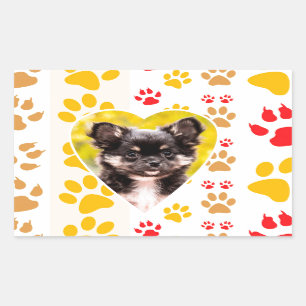Chihuahua Heart Paw Prints Rectangular Sticker