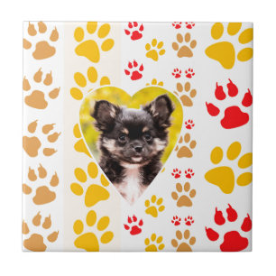 Chihuahua Heart Paw Prints Tile