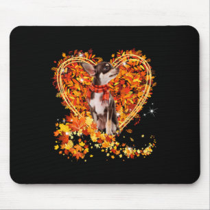 Chihuahua Hello Autumn Leaves Heart Fall Thanksgiv Mouse Mat