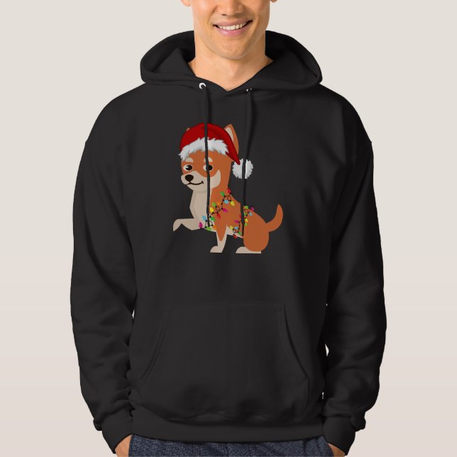 Chihuahua Holiday Christmas Light Chihuahua Christ Hoodie (Front)