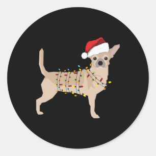 Chihuahua Holiday Christmas Light Classic Round Sticker