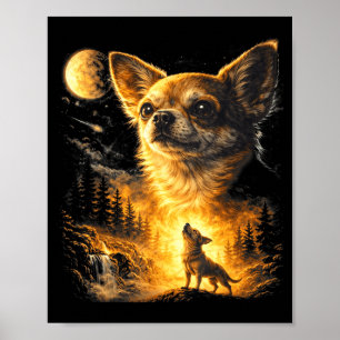 Chihuahua howling the moon funny chihuahua meme do poster