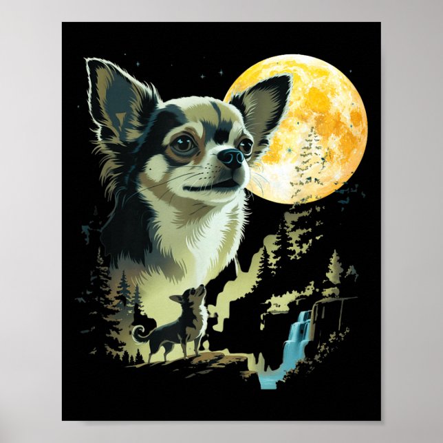 Chihuahua howling the moon funny meme  poster (Front)