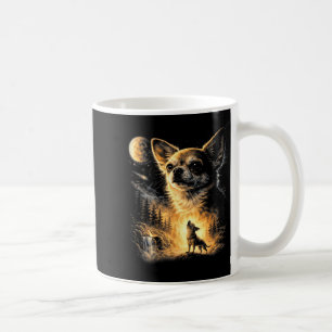 Chihuahua howling to the moon 90s retro dog meme coffee mug