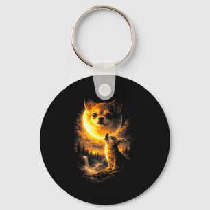 Chihuahua howling to the moon funny dog vintage 90 key ring