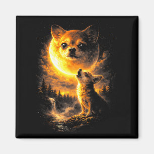 Chihuahua howling to the moon funny dog vintage 90 magnet