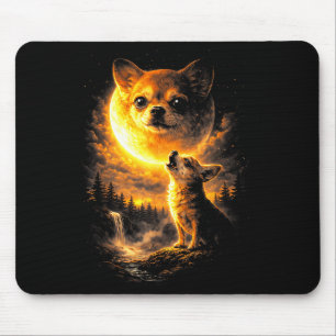 Chihuahua howling to the moon funny dog vintage 90 mouse mat