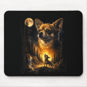 Chihuahua howling to the moon meme vintage 90s mouse mat