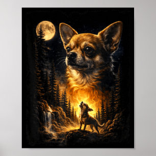 Chihuahua howling to the moon meme vintage 90s poster