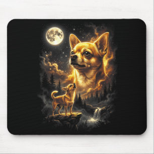 Chihuahua howling to the moon retro vintage 90s mouse mat