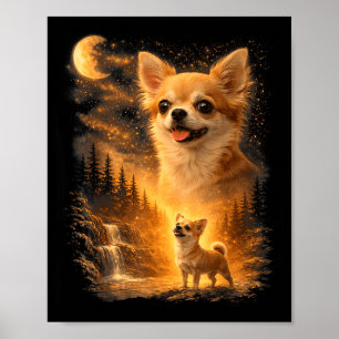 Chihuahua howling to the moon vintage 90s funny pe poster