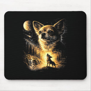 Chihuahua howling to the moon vintage 90s retro mouse mat
