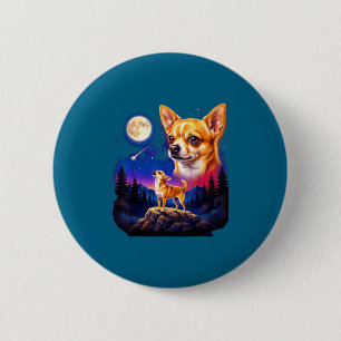 Chihuahua howling to the moon vintage dog art 6 cm round badge