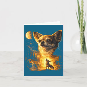 Chihuahua howling to the moon vintage funny card