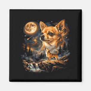 Chihuahua Howling To The Moon Vintage Funny Chihua Magnet