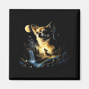Chihuahua Howling To The Moon Vintage Funny Chihua Magnet