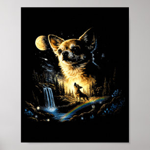 Chihuahua Howling To The Moon Vintage Funny Chihua Poster