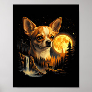 Chihuahua Howling To The Moon Vintage Funny Chihua Poster