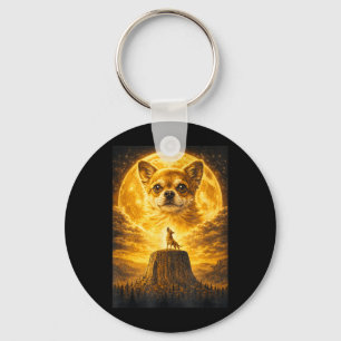 Chihuahua Howling to The Moon Vintage Funny Dog Key Ring