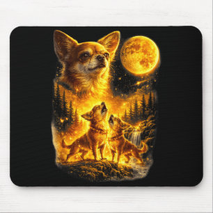 Chihuahua howling to the moon vintage funny three mouse mat