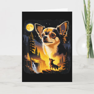 Chihuahua howling to the moon vintage funnyChihuah Card