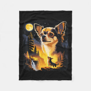 Chihuahua howling to the moon vintage funnyChihuah Fleece Blanket