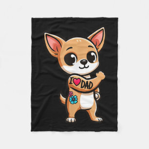 Chihuahua I Love Dad Funny Dog Tattoo _1  Fleece Blanket