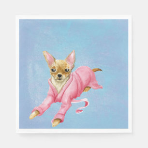 Chihuahua in a Bathrobe Dog Lunch Napkins