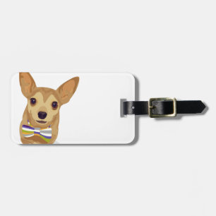 Chihuahua in a bowtie on white background luggage tag