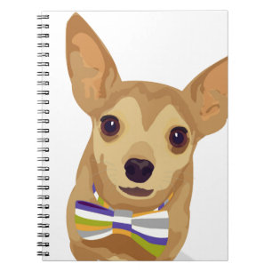 Chihuahua in a bowtie on white background notebook