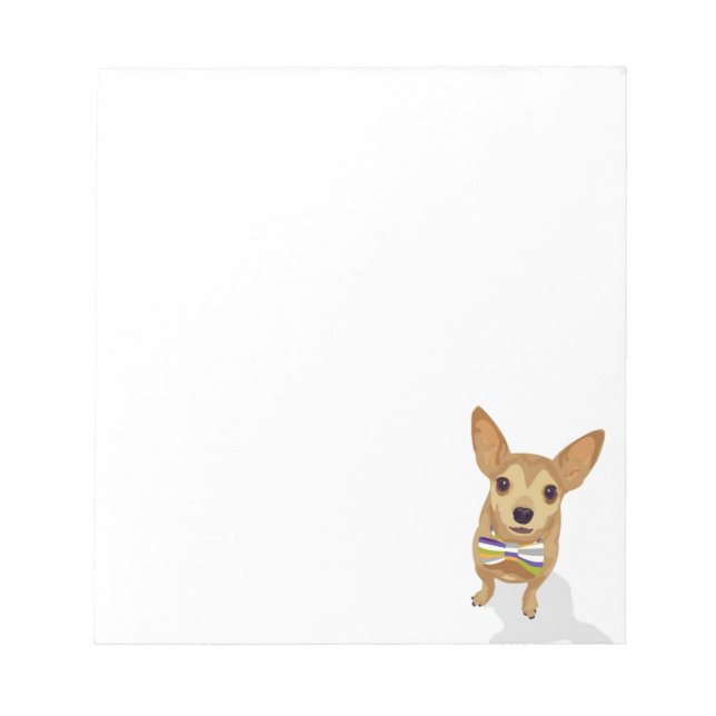 Chihuahua in a bowtie on white background notepad (Front)