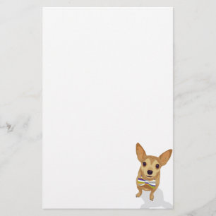 Chihuahua in a bowtie on white background stationery