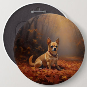 Chihuahua in Autumn Leaves Fall Inspire 6 Cm Round Badge